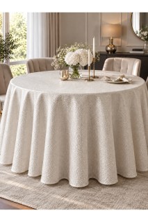 Beige Runde Tischdecke – Große Organisations-Tischdecke 300 cm