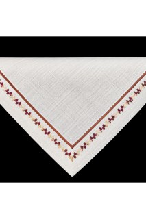 Zeren Motivstickerei und Bronze Piko Detail Creme Tischdecke - Sondermaßfertigung