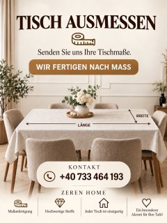 Schwarzes, Leinenoptik-Tischdecken-Set mit Stickerei und goldenen Piko-Details – 1 Läufer und 12 Servietten, Mitgift-Tischset - In Box