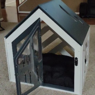 Modern MDF iç mekan köpek kulübesi, toksik olmayan yastıklı, su geçirmez tabanlı, beyaz renkli köpek ve kedi evi