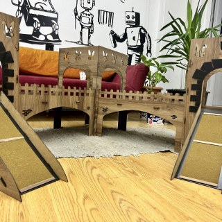 PrimePetHouse TOWERS modern ahşap tavşan evi ve iç mekan kedi mağarası, üç kuleli, iki katlı oyun ve dinlenme alanı