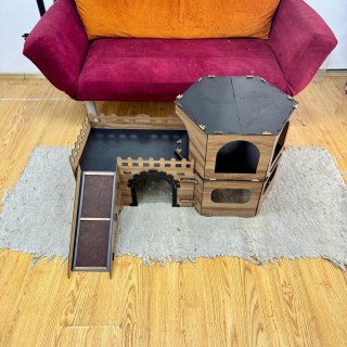 Katzenhaus Castel  Abnehmbar & Tragbar  Indoor Katzenmöbel aus Holz Für Spiel & Schlaf geeignet
