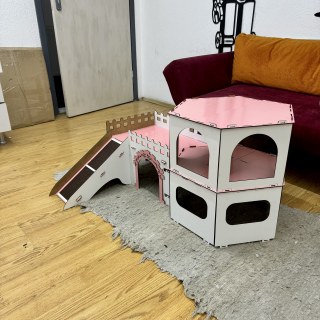 Katzenhaus Castel – 2 Etagen – Abnehmbar & Tragbar – Hexagonales Design – Indoor Katzenmöbel aus MDF – Mit Rampen – Für Spiel & Schlaf geeignet - görsel 2