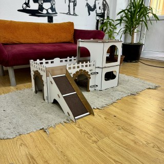 Katzenhaus Castel – 2 Etagen – Abnehmbar & Tragbar – Hexagonales Design – Indoor Katzenmöbel aus MDF – Mit Rampen – Für Spiel & Schlaf geeignet - görsel 4