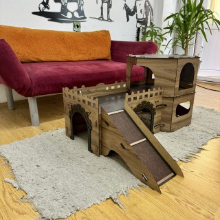 Katzenhaus Castel – 2 Etagen – Abnehmbar & Tragbar – Hexagonales Design – Indoor Katzenmöbel aus MDF – Mit Rampen – Für Spiel & Schlaf geeignet - görsel 6