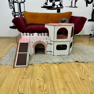 Katzenhaus Castel – 2 Etagen – Abnehmbar & Tragbar – Hexagonales Design – Indoor Katzenmöbel aus MDF – Mit Rampen – Für Spiel & Schlaf geeignet - görsel 7