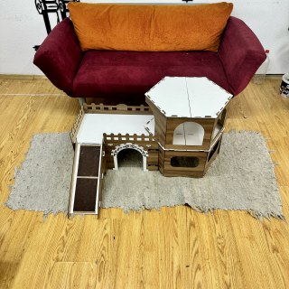 Katzenhaus Castel – 2 Etagen – Abnehmbar & Tragbar – Hexagonales Design – Indoor Katzenmöbel aus MDF – Mit Rampen – Für Spiel & Schlaf geeignet - görsel 8