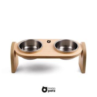 Mamapetz Almo Diner yükseltilmiş premium ahşap mama kabı, kediler ve küçük ile orta boy köpekler için ergonomik ve hijyenik