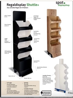 Regaldisplay Pappregal 4 Fächer Verkaufsdisplay POS Display aus Pappe 1/8 Chep
