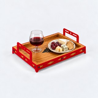 İroko Ahşap ve Lazer Kesim Metal Servis Tepsisi - görsel 8